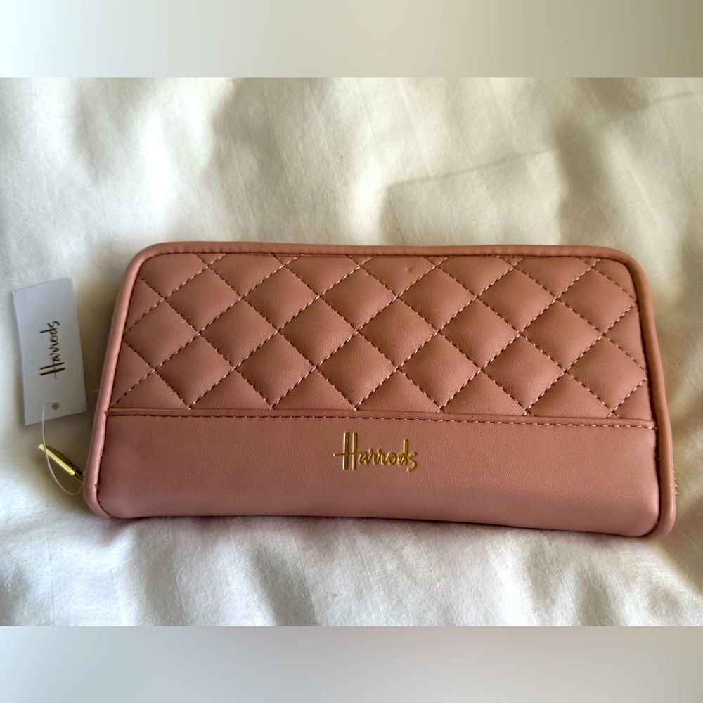 Harrods pink quilted wallet NWT